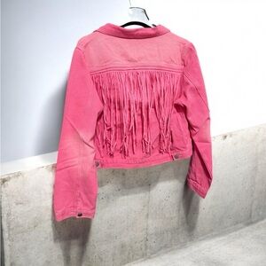 Savanna Jane Pink Fringe Denim Jacket